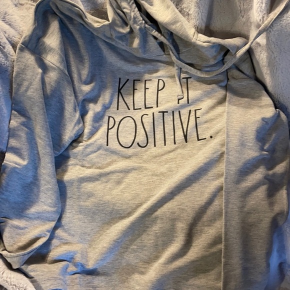 Rae Dunn Gray Hoodie “KEEP IT POSITIVE” SuperSoft - Picture 2 of 3